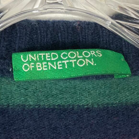 Nwot UNITED COLORS OF BENETTON Sweater M Wool Rainbow-Stripe Crew Long-Sleeve - Picture 3 of 9
